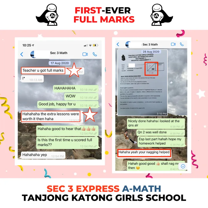 Sec 3 Express A-Math, Tanjong Katong Girls': First-ever full marks